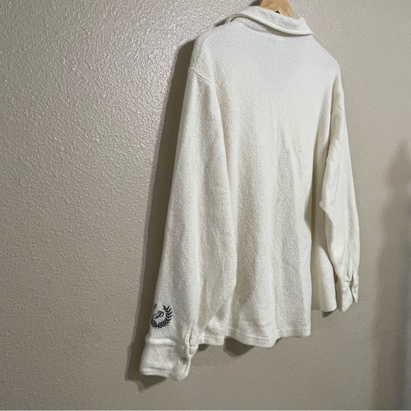 Victoria Secret Pink Fleece Shacket Long Sleeve Reverse Shirt Top XL Cream - Picture 7 of 13